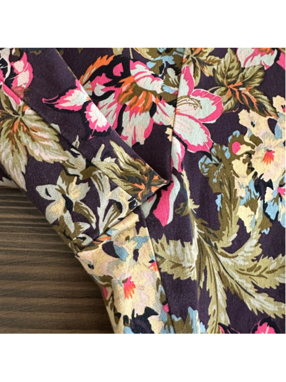 Soft Surroundings Floral Ankle Pants Womens L Brown Pink Stretch Crop - Picture 8 of 14